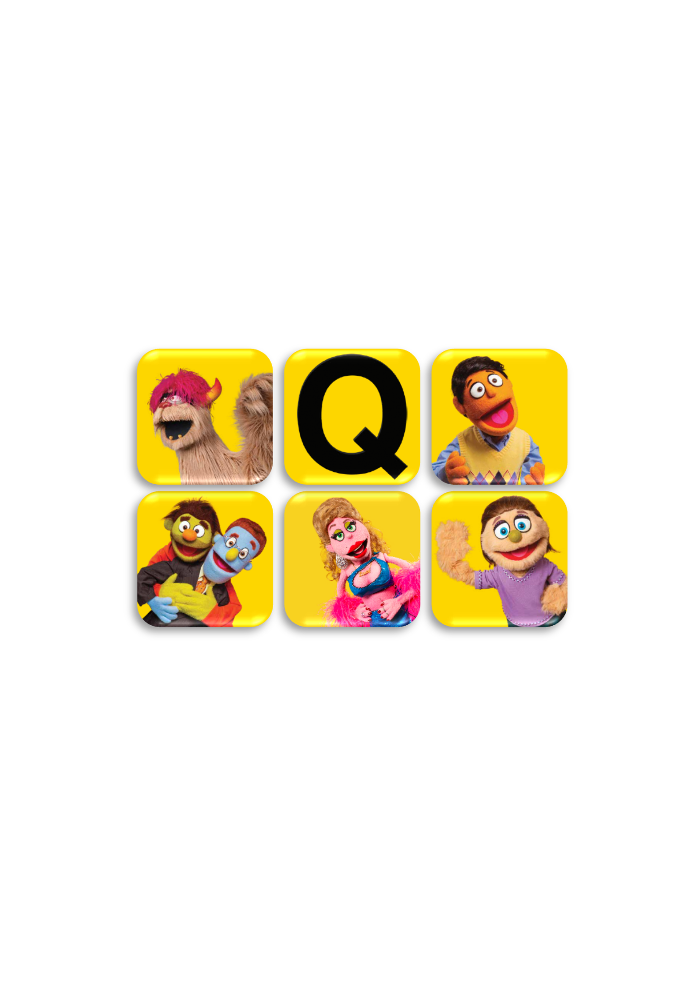 Official Avenue Q set of six character coasters from the 2026 West End production