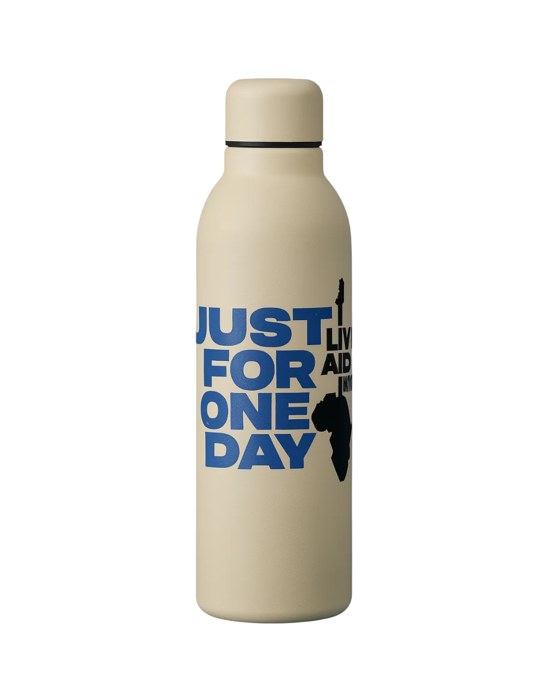 Water bottle with thermal insulation featuring Just for one day the musical logo 