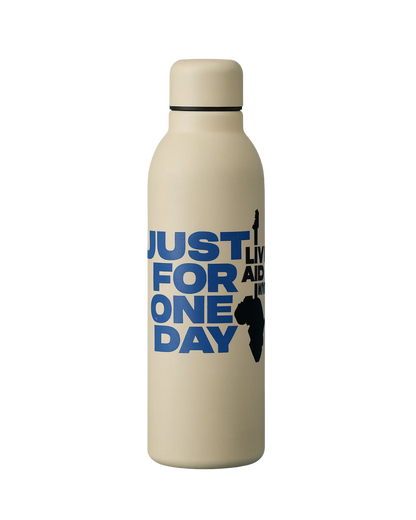 Water bottle with thermal insulation featuring Just for one day the musical logo 