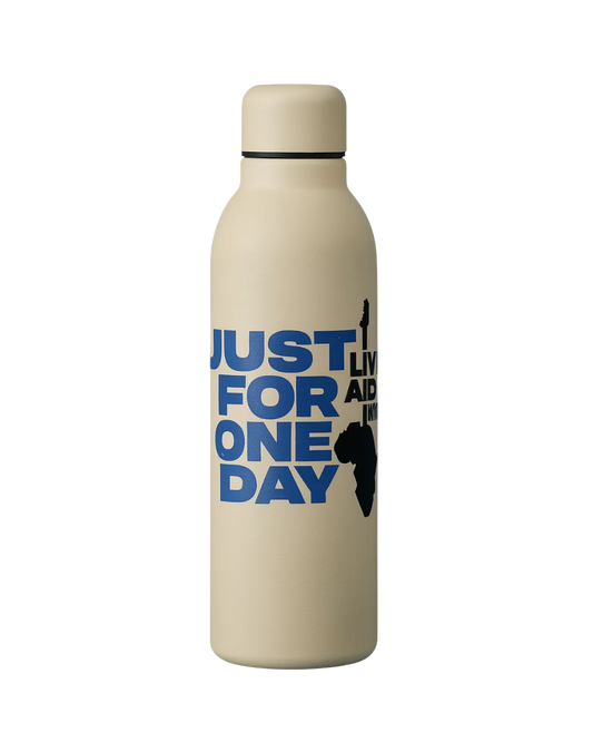 Water bottle with thermal insulation featuring Just for one day the musical logo 